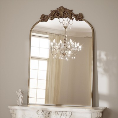 BEAUTYPEAK Vanity Wall Mirror Decorative Vintage Arched Bathroom Mirror Classic Designed Mirror