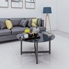 GlasFlength Round Modern Coffee Tables, Center Table with Sleek Minimalist Design for Living Room Decor, Black,35.44”*35.44”*17.72" - 3 of 4