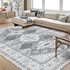 Washable Vintage Indoor Soft Non Slip Distressed Floral Print Area Rug for Bedroom Living Room - 3 of 4