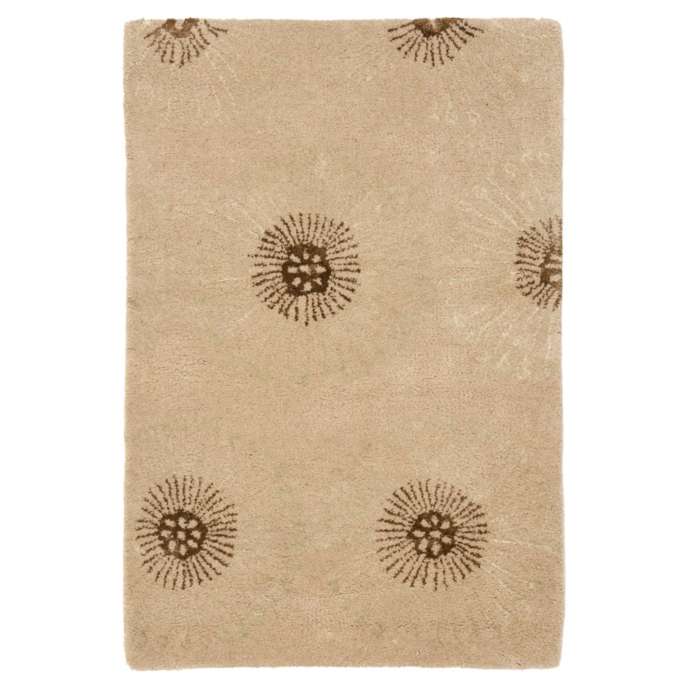 Beige/Brown Botanical Tufted Accent Rug