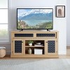 VYNXARIA Embossed Pattern TV Stand, TV and Media Console with Open and Closed Storage Space and sliding door for Living Room & Bedroom, LIGHT OAK - 3 of 4