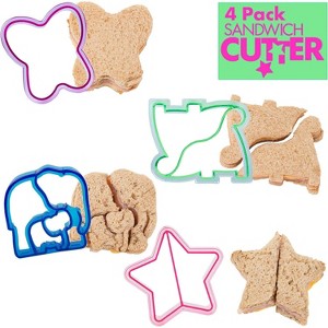 Bentology Sandwich Cutters for Kids, 4 pack - Cute Bread Crust & Cookie Cutters with Butterfly, Star, Dinosaur & Elephant - Christmas Gift for Kids - 1 of 3