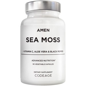 Amen Sea Moss, Bladderwrack, Burdock, Vitamin C, Aloe Vera, Black Pepper, Seaweed Superfood, 90 ct - 1 of 4