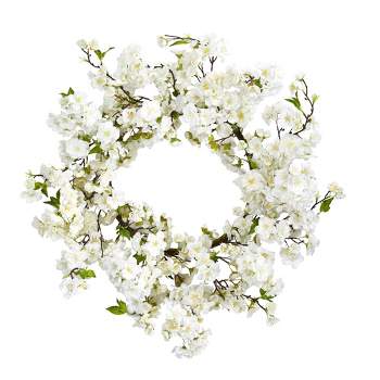 24" Artificial Cherry Blossom Wreath - Nearly Natural