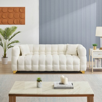NicBex Modern 3-Seat Futon Sofa Couch with Pillows & Gold Feet,Waterproof Upholstered Lounge Settee Sofa for Living Room,Bedroom
