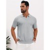 INSPIRE CHIC Men's Textured Knit V Neck Short Sleeve Casual Golf Polo Shirt - 4 of 4