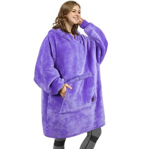 Catalonia Women's Oversized Flannel Blanket Hoodie - Cozy Wearable Plush Fleece Pullover, Soft Lounge Sweatshirt for Home, Camping, Outdoor Comfort - 1 of 4