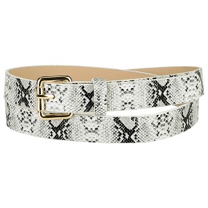 INSPIRE CHIC Women's Slim Thin Snakeskin Embossed Faux Leather Skinny Belts Waistband - 1 of 4