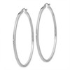 Black Bow Jewelry 2mm, 14k White Gold Square Tube Round Hoop Earrings, 55mm (2 1/8 Inch) - 2 of 4