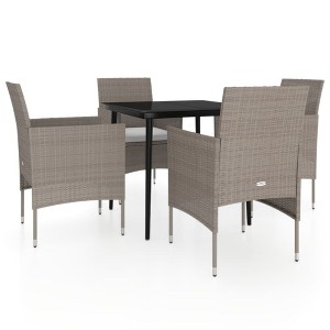 vidaXL Patio Dining Set Outdoor Dining Set Table and Chair Set for Garden - 5 Piece with Cushions Beige and Black, 31.5" Table Length - 1 of 4