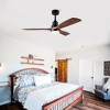 Wanze of Ocean 52 in. Smart Black Solid Wood Brown Blades 2-Size Downrod Mount Standard Ceiling Fan with 3-Color Dimmable LED Light - 4 of 4