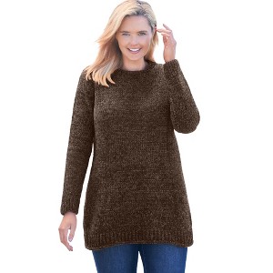 Woman Within Plus Size Crewneck Chenille Sweater - 1 of 4