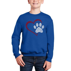 LA Pop Art Paw Heart - Boy's Word Art Crewneck Sweatshirt - 1 of 4