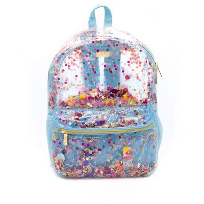 Packed Party Celebrate Every Day Clear Confetti Backpack; Womens Small Fashion Shoulder Book Bag; Great for Ladies at Work, Travel, the Beach and More