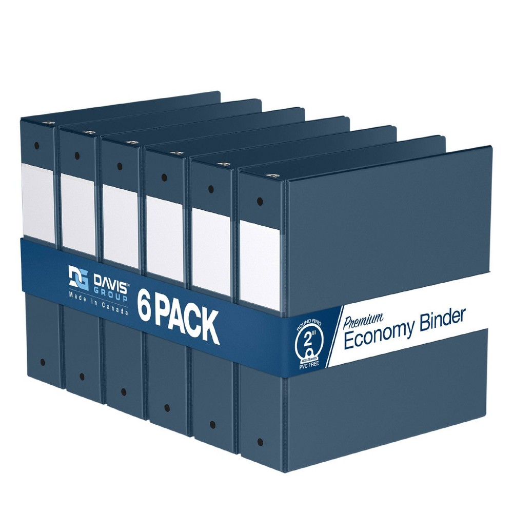 Photos - File Folder / Lever Arch File Premium Economy 2" Round Ring Binder 6pk Navy Blue