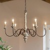 LNC Lupus 6-Lights 37.4" French Country/Cottage Candle Chandelier,Disressed White and Bronze - 2 of 4