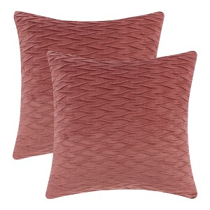Unique Bargains Couch Bedroom Luxury Textured Soft Cozy Solid Striped Square Throw Pillow Covers Set of 2 - 1 of 4