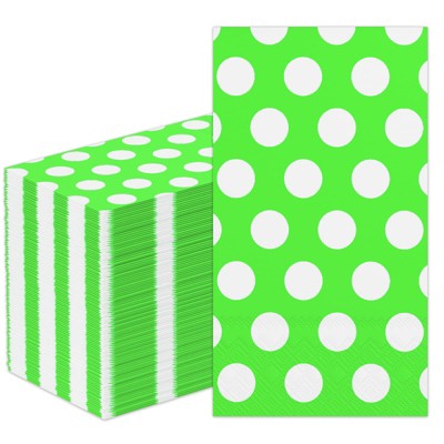 DYLIVeS 100 Pack Green Polka Dots Guest Towel Napkins,Red Disposable Dinner Napkins Easter Paper Hand Towels Picnic Napkins for Wedding Supply