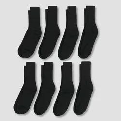 Men's Hanes 8pk Crew Socks with FreshIQ - Black 6-12