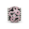 Black Bow Jewelry Sterling Silver, Pink Enamel Awareness Ribbon Bead Charm - 3 of 4