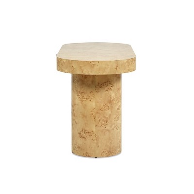 Warm Natural Burl Wood Oval Computer Desk with Drawer