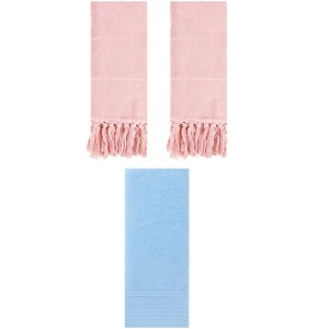 REGALWOVEN 3 Packs Striped and Tassels Hand Towels for Bathroom 14" x 30" - 1 of 4