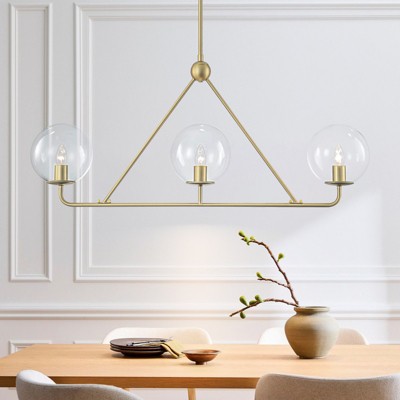 Rennnsan Adryssa 39"W 3-Light Linear Glass Modern Dimmable Kitchen Island Pendant in Black