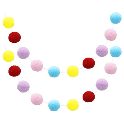 Unique Bargains Colorful Felt Ball Flexible Wear-resistant Pom Pom Garland 2 Pcs
