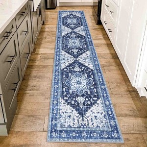BAGOKIE Washable Vintage Boho Floral Runner Rug - 1 of 4
