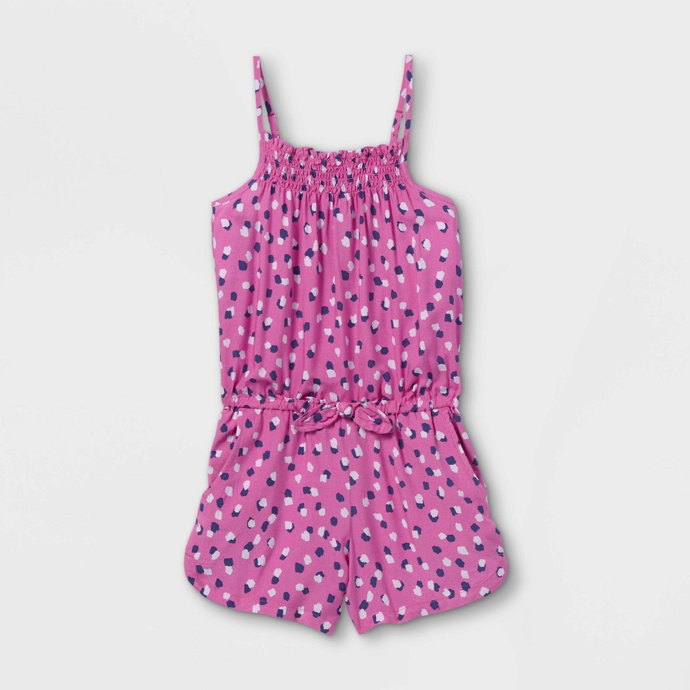 Girls' Printed Sleeveless Woven Romper - Cat & Jack Pink M