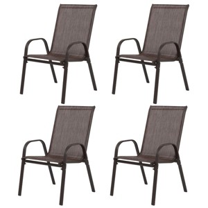 4 Piece Patio Chairs, Outdoor Camping Chairs With Breathable Textilene Fabric, Set Of 4 Garden Chairs With Armrest High Backrest-Cuddlewood - 1 of 4