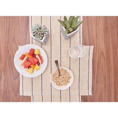 Navy Blue and Beige Cotton Rectangular Placemat Set of 6