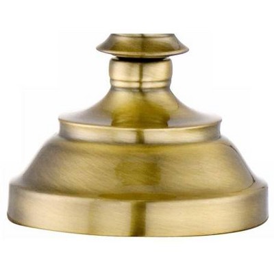 Elegant Antique Brass Candlestick Table Lamp with Off-White Drum Shade