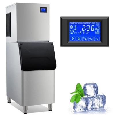 Commercial Ice Maker Machine, 22" Air Cooled Industrial Ice Machine 400Lbs/24h, 350lbs Storage Bin