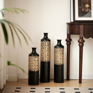 JANSNO Black Large Floor Metal Vase Set of 3 - Gorgeous Decor for Home, 20.8"/24.8"/28.7" Height - 1 of 4