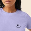Dalix Smile Face Embroidered Soft Cotton Short Sleeve T Shirt Womens - 4 of 4