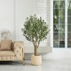 DR.Planzen 7FT Artificial Olive Tree with Thick Stump - UV Resistant Faux Plant for Indoor/Outdoor, Black Pot & Realistic Green Leaves - 4 of 4