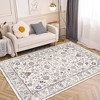 SEVOBAL Rugs Bohemian Style Floor Carpet with Floral Motif and Secure Base for Modern Interior Design, White, 84"*60"*0.31" - 4 of 4