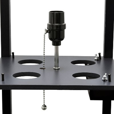 Classix 62.5" Black 3-Tier Shelf Floor Lamp with Linen Shade