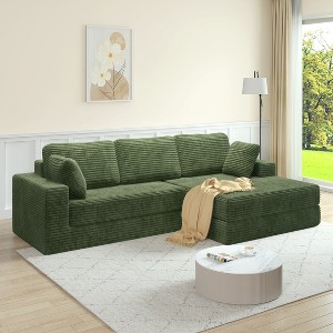 NicBex Couches for Living Room L shape Modular Sectional Sofa Left Sofa Seat Corduroy Upholstered Compressed Sofa Couch Unfold Into a Bed - 1 of 4