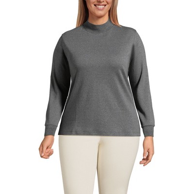Lands' End Women's Relaxed Cotton Long Sleeve Mock Turtleneck