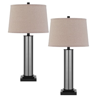 Cal Lighting Garner 150W 3 Way Glass Table lamp with Taper Drum hardback Fabric Shade. Priced and Sold as Pairs
