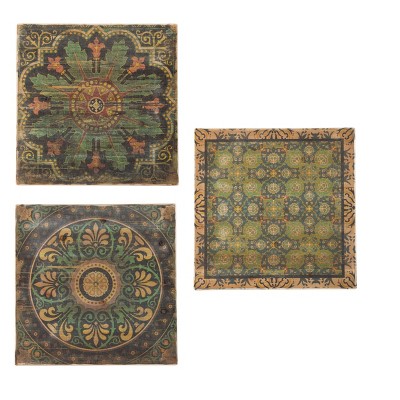 Set of 3 Square Wall Arts Brown - A&B Home: Modern MDF Geometric Digital Art, Molded Hanger