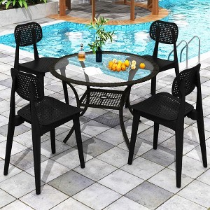 Hooseng Plastic Kitchen Chairs Set, Modern Dining Chairs Set of 4, Stackable Plastic Chair, Dining Room Chairs with Hollow Back - 1 of 4
