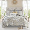 8 Pcs Elegant Floral Print Cotton Reversible Comforter Set, All Season Home Textile fits Lux Bedroom Decor - 3 of 4