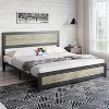 Homhougo Full Size Bed Frame with Headboard, Industrial Platform Bed Frame with Charge Station, No Box Spring Needed, Easy to Assemble, Gray - 2 of 4