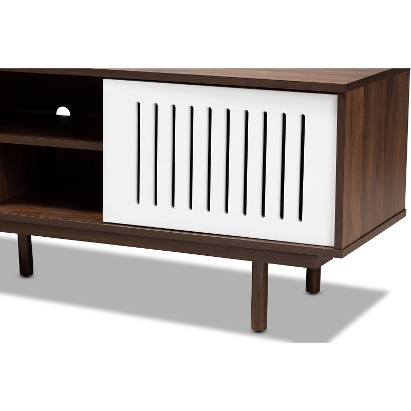 Meike Two-Tone Wood TV Stand for TVs up to 70&#34; Walnut/White - Baxton Studio, 6 of 10
