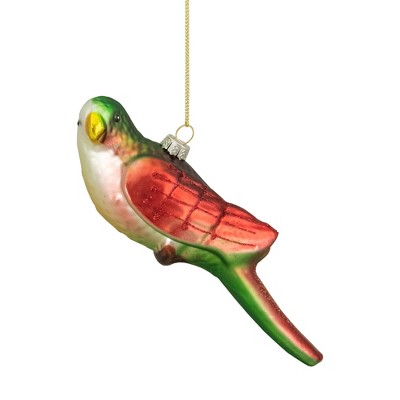 Northlight 6.5" Yellow and Red Parrot Glass Christmas Ornament