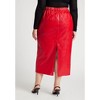ELOQUII Women's Plus Size Faux Patent Leather Skirt With Zipper Detail - 4 of 4