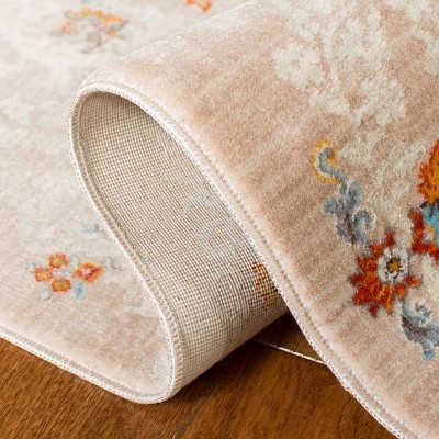 Vintage Persian Gray Floral Motif Synthetic Area Rug